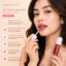 Load image into Gallery viewer, Beauty Hacks BUTTER HYDRA LIPS Shimmer Tint Gloss