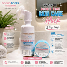 Load image into Gallery viewer, Beauty Hacks Papaya Glow Foam Wash + Snoozie Cream Duo | Night Skin Care for Dull, Dry & Uneven Skin