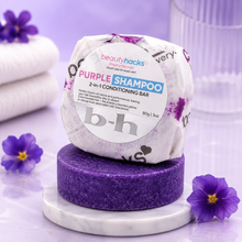 Load image into Gallery viewer, Beauty Hacks PURPLE SHAMPOO Conditioner Bar | 2-in-1 Normal | Anti-Brass | Blonde, Silver, Gray &amp; Highlighted Hair Care
