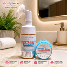 Load image into Gallery viewer, Beauty Hacks Papaya Glow Foam Wash + Snoozie Cream Duo | Night Skin Care for Dull, Dry &amp; Uneven Skin
